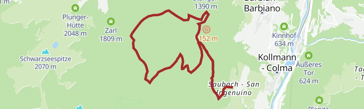 Route map: Saubach/San Ingenuino - Rampoldsteig/Sentiero Rampold - Heidrichsberg/Monte Heidrichsberg